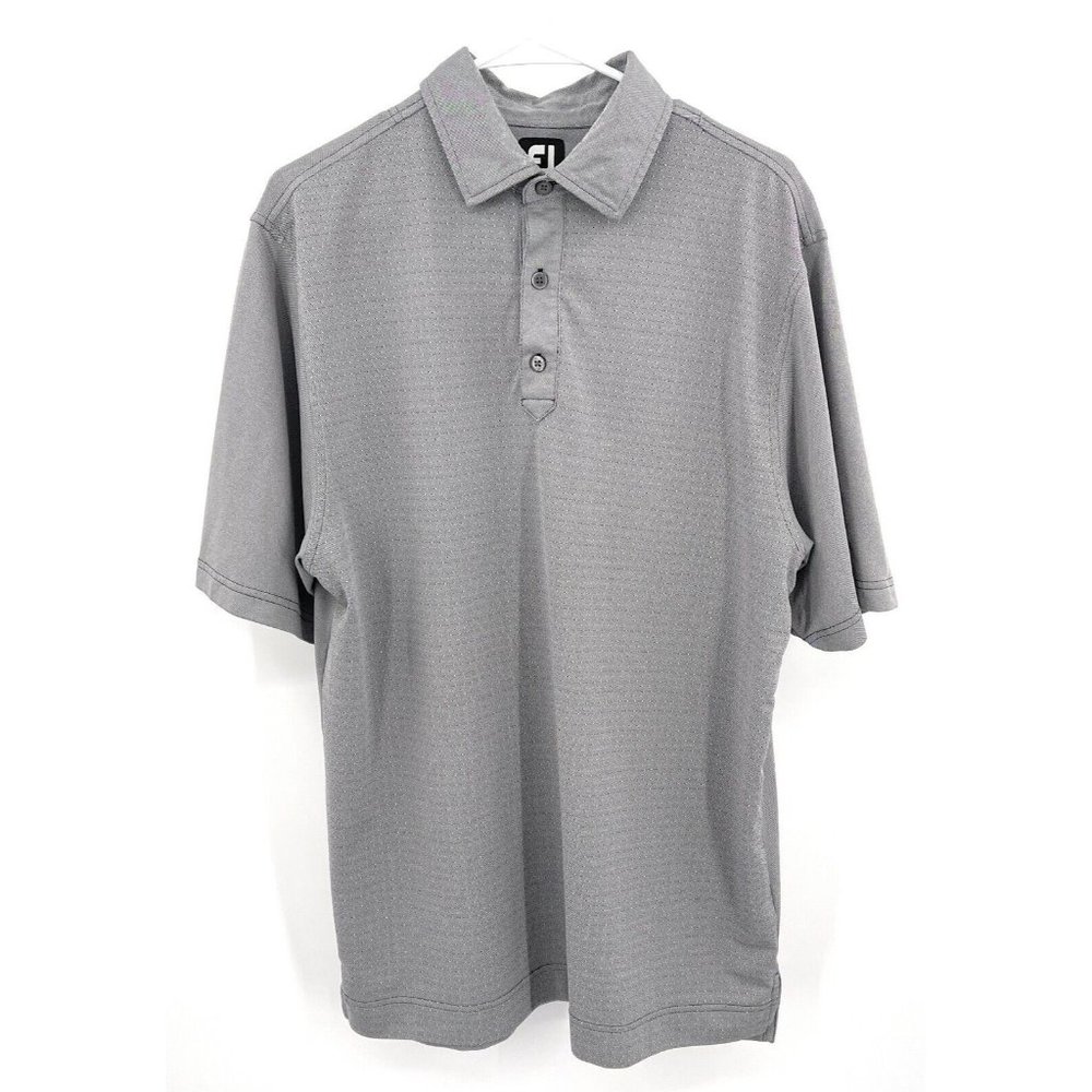 FootJoy Polo Shirt Mens‎ L Gray Polka Dots FJ Golf Stretch